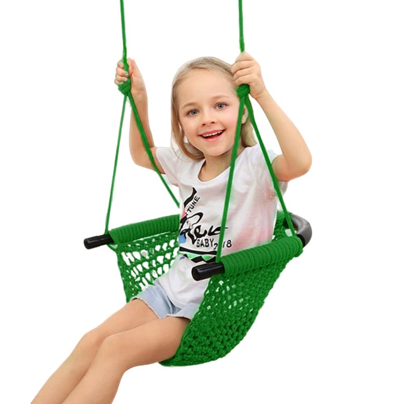 JKsmart Swing Seat for Kids Heavy Duty Rope Play Secure Children Swing Set,Perfect for Indoor,Outdoor,Playground,Home,Tree,with Snap Hooks and Swing Straps,440 lbs Capacity,Green - Image 1